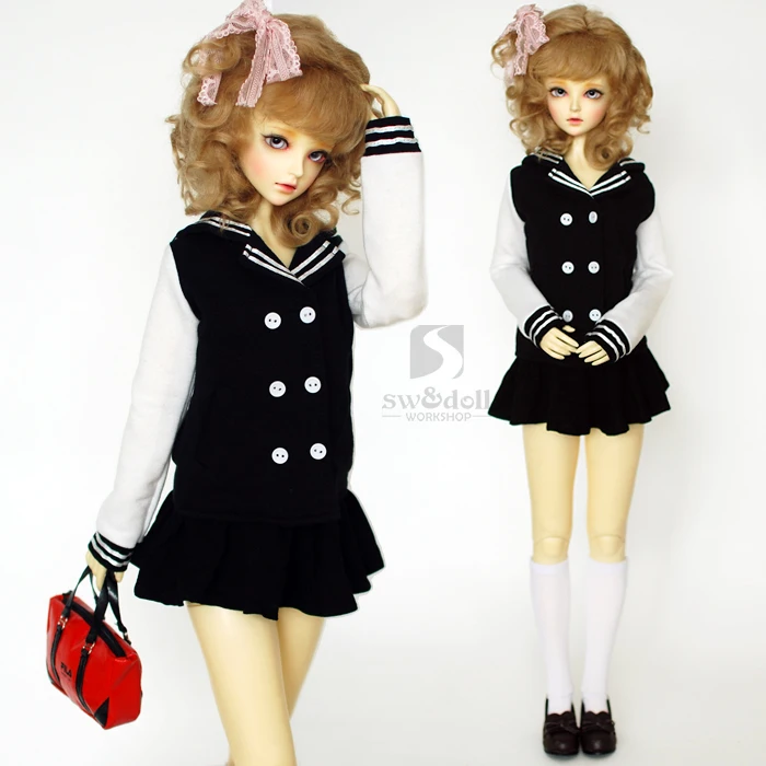 

Navy Collar Jacet Uniform Top Coat For BJD Girl 1/3 SD10/13 SD16 SD17 Uncle Doll Clothes CW61