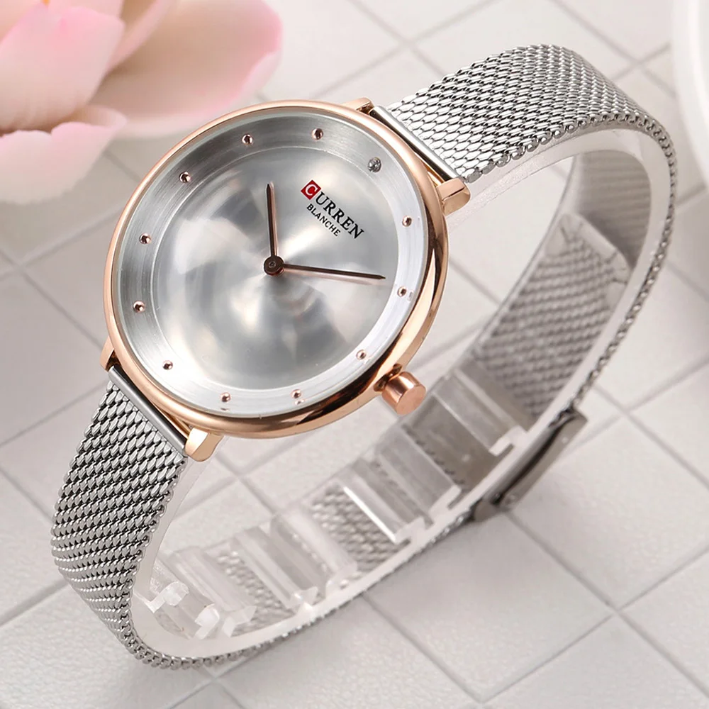 CURREN 9029 Female Quartz Watch Gem Dial Ultra-Thin Knit Strap Top Brand Female Luxury Wristwatch Girl Clock Relogio Feminino top brand (4)