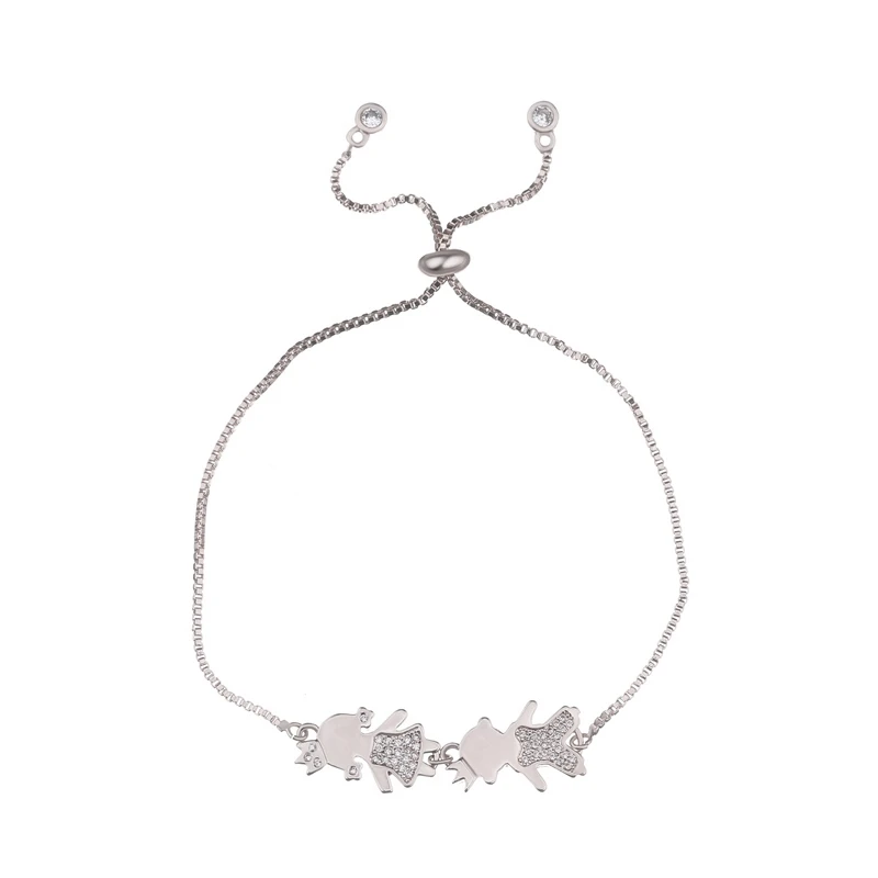 White Gold Juya женские браслеты поставки мама мальчик талисман для девушки браслеты для мамы дочери Ювелирное Украшение в подарок на день рождения регулируемые Цепочки Браслеты - Окраска металла: White Gold