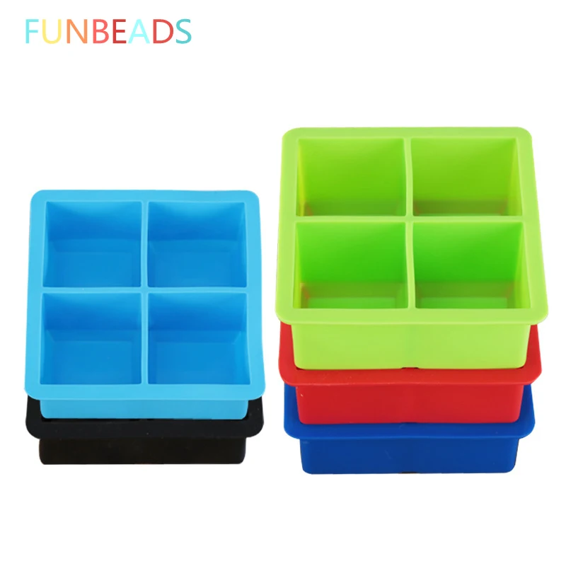 

5pcs/lot Silicone 4 Grid Large Form For Ice 4.8cm Ice Cube Tray Frozen Popsicle Molds Ice Cream Molds CM009