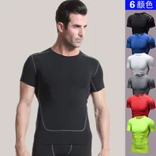 Фитнес бег футболки Crossfit Мужская футболка твердые мужские Бодибилдинг Спорт Тренажерный зал облегающие Топы быстросохнущие тренировочные рубашки SP-038