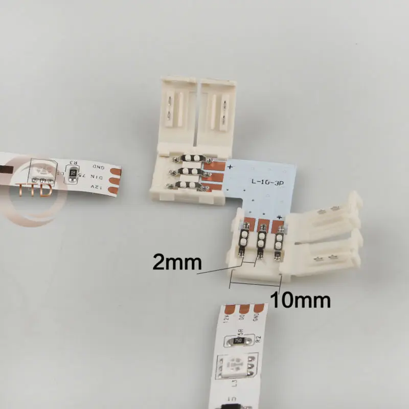 5 шт. Solderless L форма 90 градусов Угловые разъемы 3 контактный разъемы для ws2812b ws2811 2812 светодиодные ленты