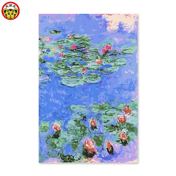 

Diy digital oil painting by numbers drawing hand painted picture Wall Decor pictures Monet water lily digital