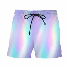 Harajuku лазерные радужные Повседневные Шорты Унисекс летние спортивные брюки для фитнеса короткие бегущие сетчатые дышащие шорты брюки