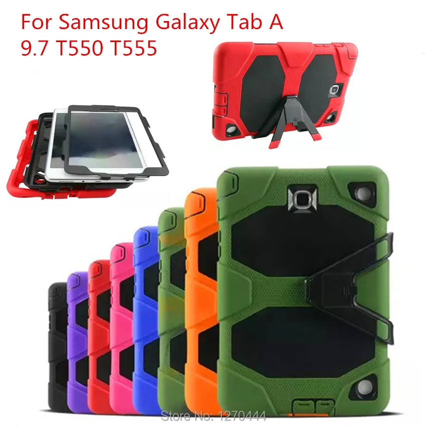

For Samsung GALAXY Tab A 9.7 T550 T551 T555 P550 P555 tablets Heavy Duty Rugged Impact Hybrid Case Kickstand Protective Cover