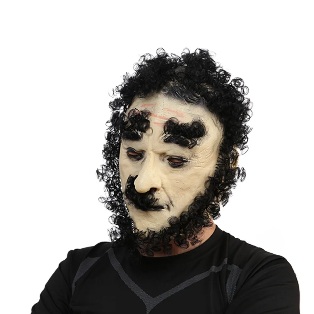 

Realistic Mask Cosplay Silicone Party Mask For Adults Masquerade Party Masks Men Letex Black White Hair Funny Mask