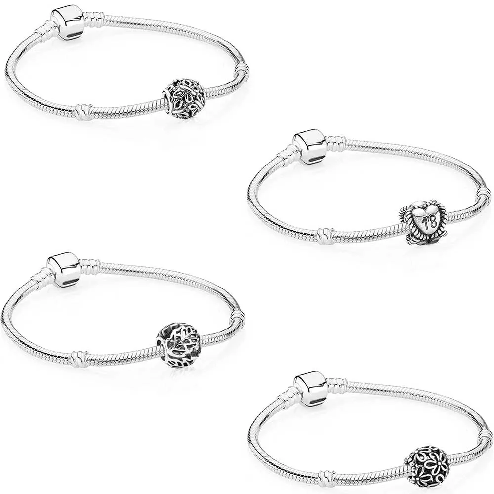 

DERMSPE Charm Pando 925 Sterling Silver SET WITH EIGHTEEN CHARM Fit DIY Bracelet FREE Send Original Box Women Design Gifts