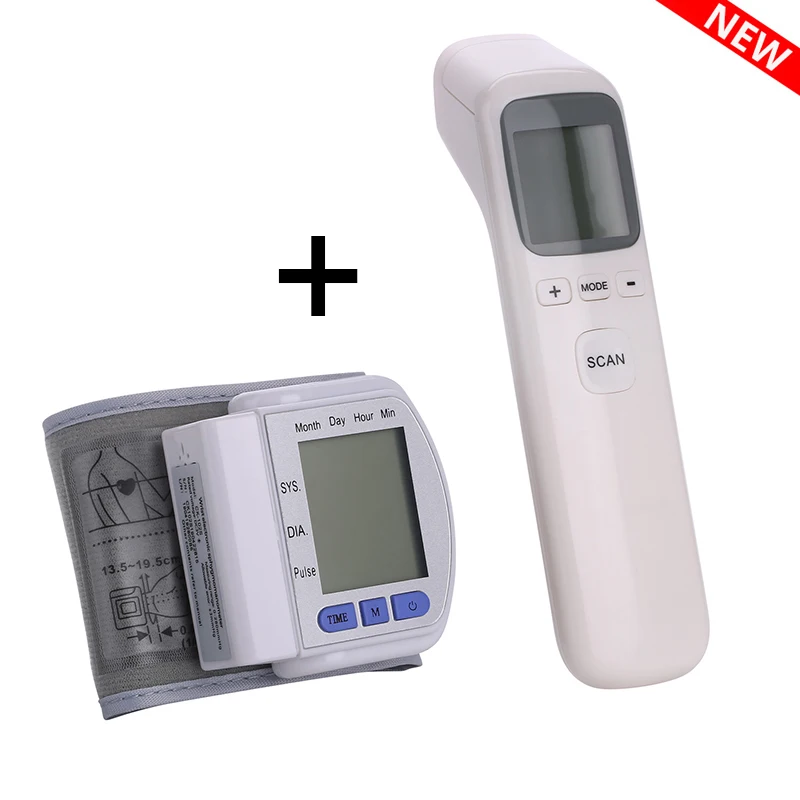

presion arterial sphygmomanometer Wrist Blood Pressure monitor BP pulsometer Pulse Meter Tonometer termometro Thermometer