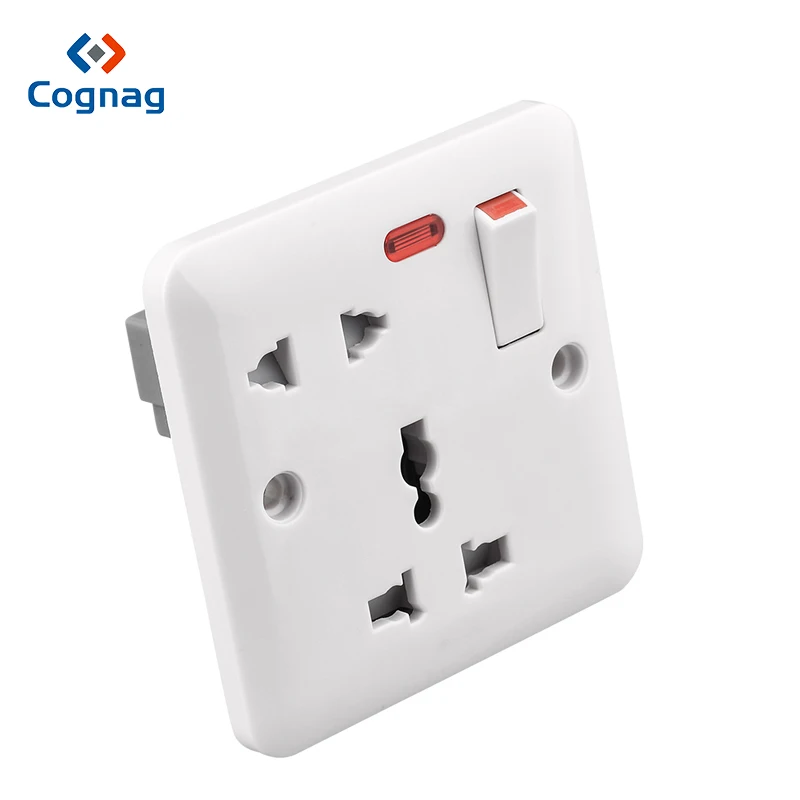 

Cognag pop multi socket switched electric functional universal 5 pin plug outlet 13Amp socket world wide travel adaptor