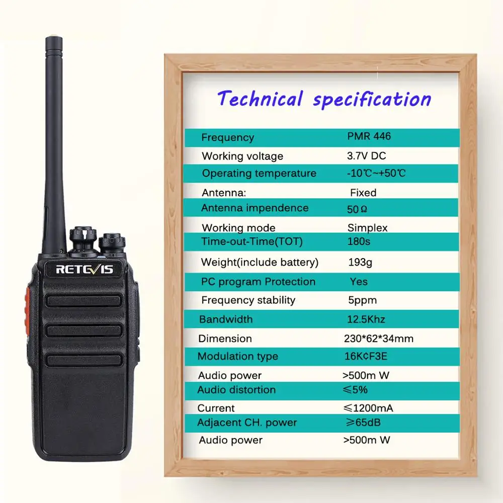 10 шт. RETEVIS RT24 PMR Walkie Talkie PMR446 радио 0,5 Вт UHF 446 МГц без лицензии 2 способа радио приемопередатчик VOX для отеля/ресторана