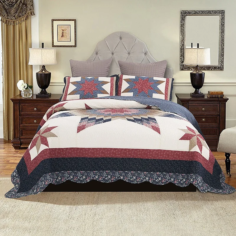 American Bedspread Handmade Patchwork Quilt Set Quilted Bedding