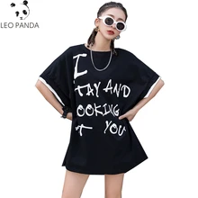 Летние модные женские футболки, стиль, Ulzzang, короткий рукав летучая мышь, круглый вырез, длинная рубашка с буквенной аппликацией, женские топы