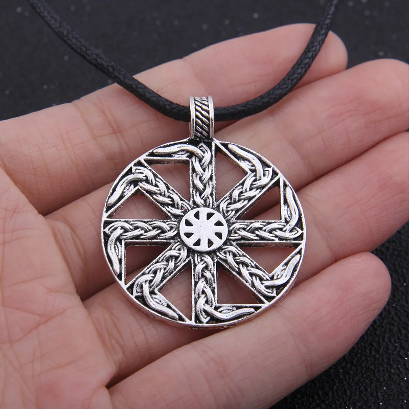 

Handmade Pendant Necklace Slavic Amulet Pagan Solar Symbol Slavic Wheel Nordic Amulet Viking Men dropshiping
