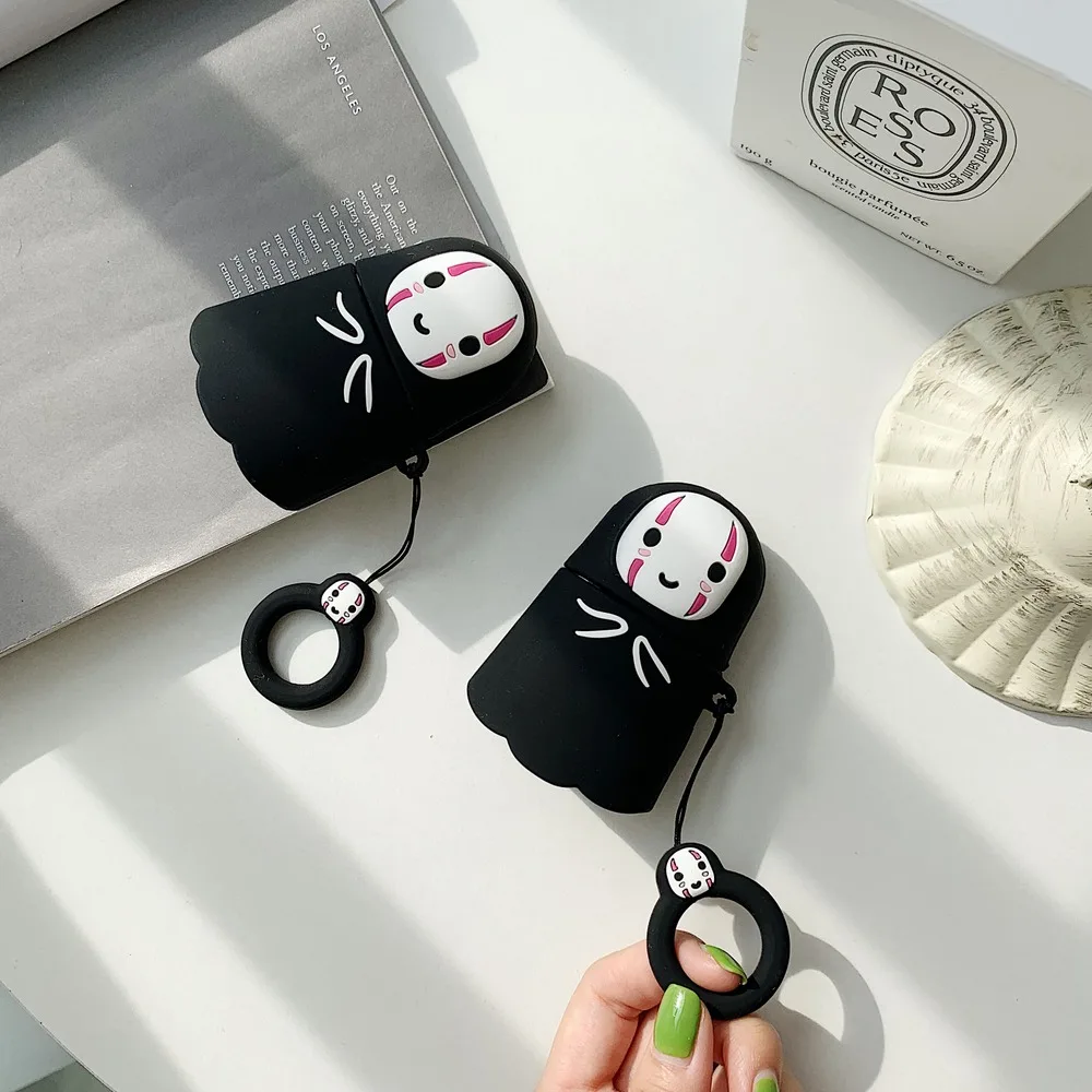 

Bluetooth Wireless Headphone Case 3D Spirited away Ghost Soft Silicone Earphone Cover For Airpods Charging Box with Ring Strap