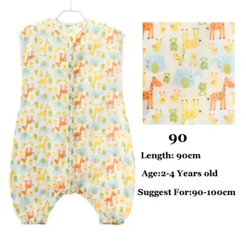Спальный мешок для малышей хлопок тоньше 2 слоя летний костюм для малышей; комбинезон для сна пижамы для маленьких детей Костюмы для детей от 0 до 5 лет спальные принадлежности - Цвет: Giraffe-90