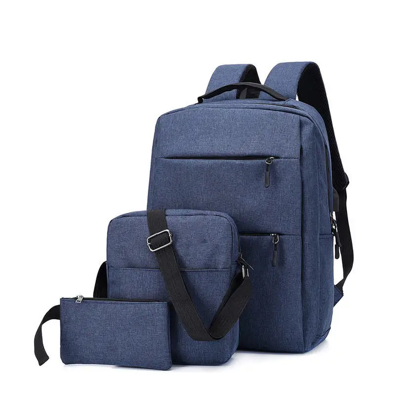 

3Pcs Backpack Set 20.8L 15.6-inch USB Charging Laptop Bag Waterproof Shoulder PenFor Camping Travel COD Nylon Softback Polyester