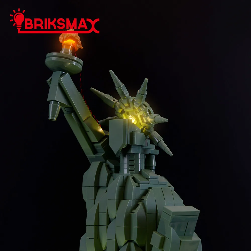 BriksMax светодиодный светильник для архитектурной статуи Свободы, строительные блоки, совместимые с 21042(не включая модель