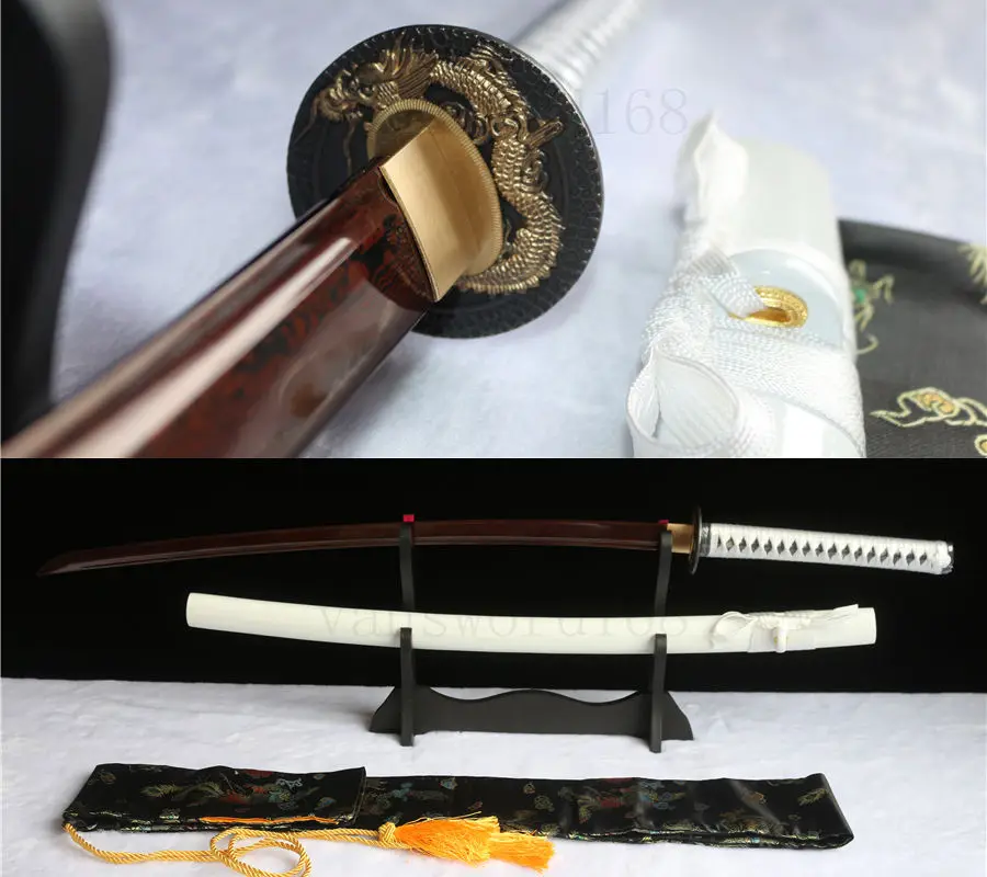 

40.6"HANDMADE DAMASCUS RED FOLDED STEEL JAPANESE SAMURAI KATANA SWORD FULL TANG.