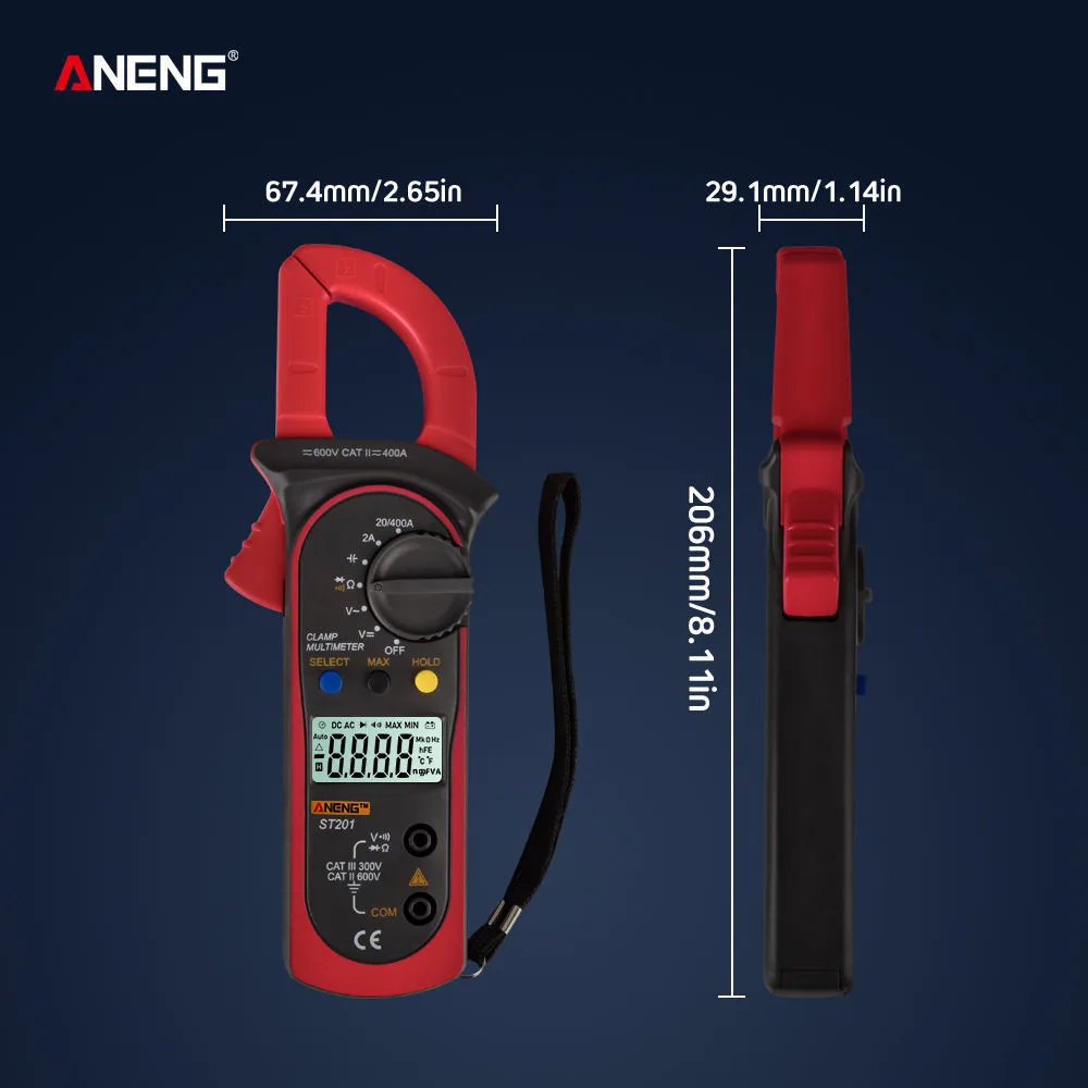 ANENG ST201 Цифровой мультиметр зажим Сопротивление ом устройство переменного и постоянного тока для проведения испытаний зажим Амперметр транзистор тестеры вольтметр d контакт lcr метр