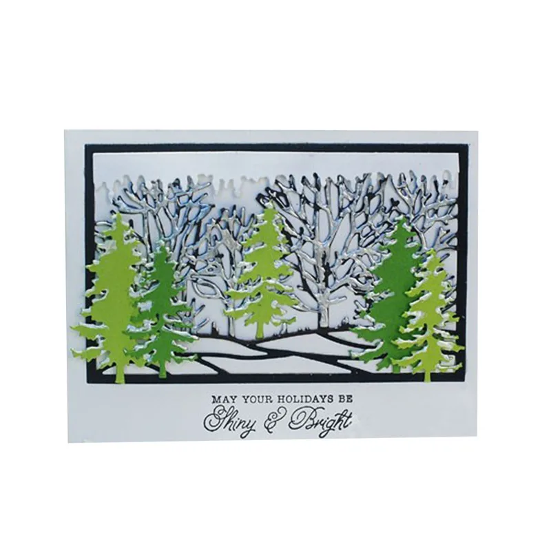 

YaMinSanNiO Metal Cutting Dies Scrapbooking for Card Making DIY Embossing Cuts New Craft Seasonal Trees Frame Dies Winter Diecut