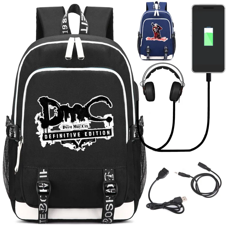 

Devil May Cry Backpack with USB Charging Port and Lock &Headphone interface for College Student Work Men & Women