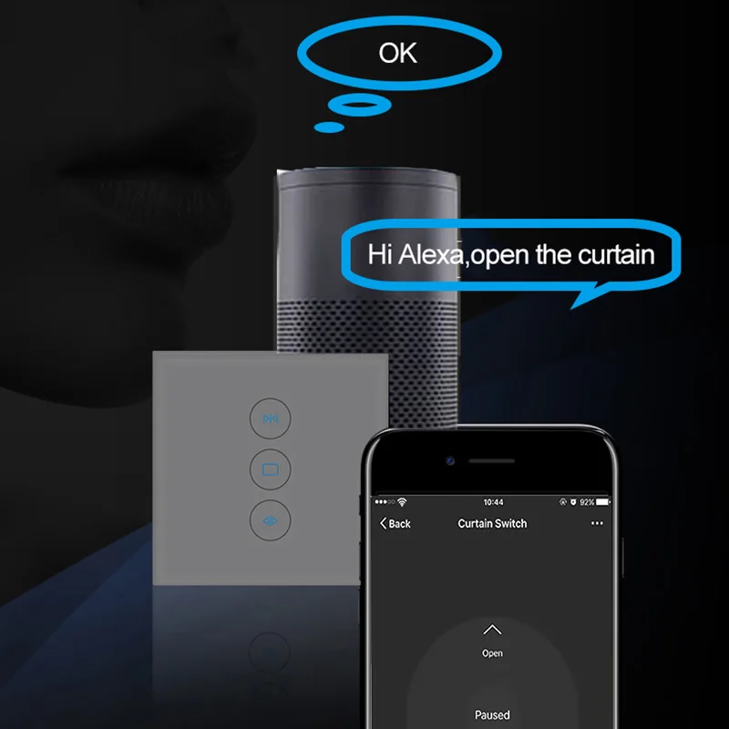 ЕС сенсорный настенный выключатель шторка с WIFI переключатель дистанционного Управление/Голосовое управление Управление работать с Alexa google home для ролльставни с мотором умный дом