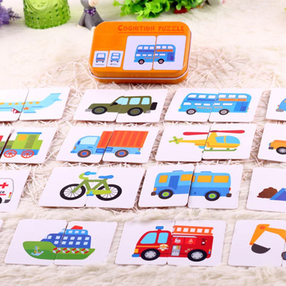 

New Graph Match Game Puzzle Card Cartoon Vehicle Animal Fruit Pair Matching Cards for Infant Baby Child Early Education PUZ Toys