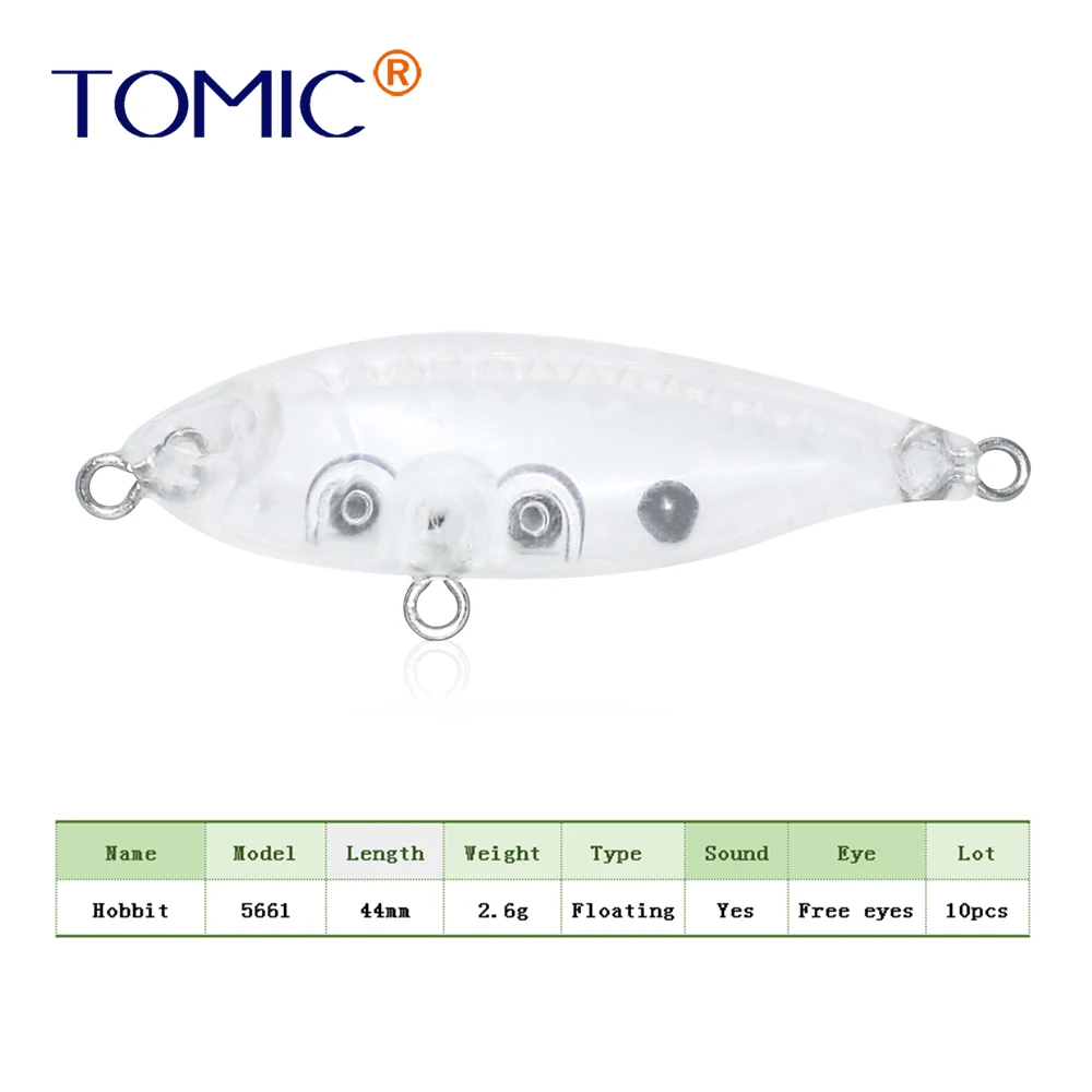 Томик 10 шт. 44 мм 2,6 г плавающий карандаш приманки заготовки воблер Неокрашенный кренкбейт бесплодной поверхности рок рыболовные приманки для моря