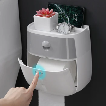 

Waterproof Toilet Paper Holder Bathroom Roll Paper Dispenser Paper Towels Storage Organizer with Drawer Restroom Tissue Box