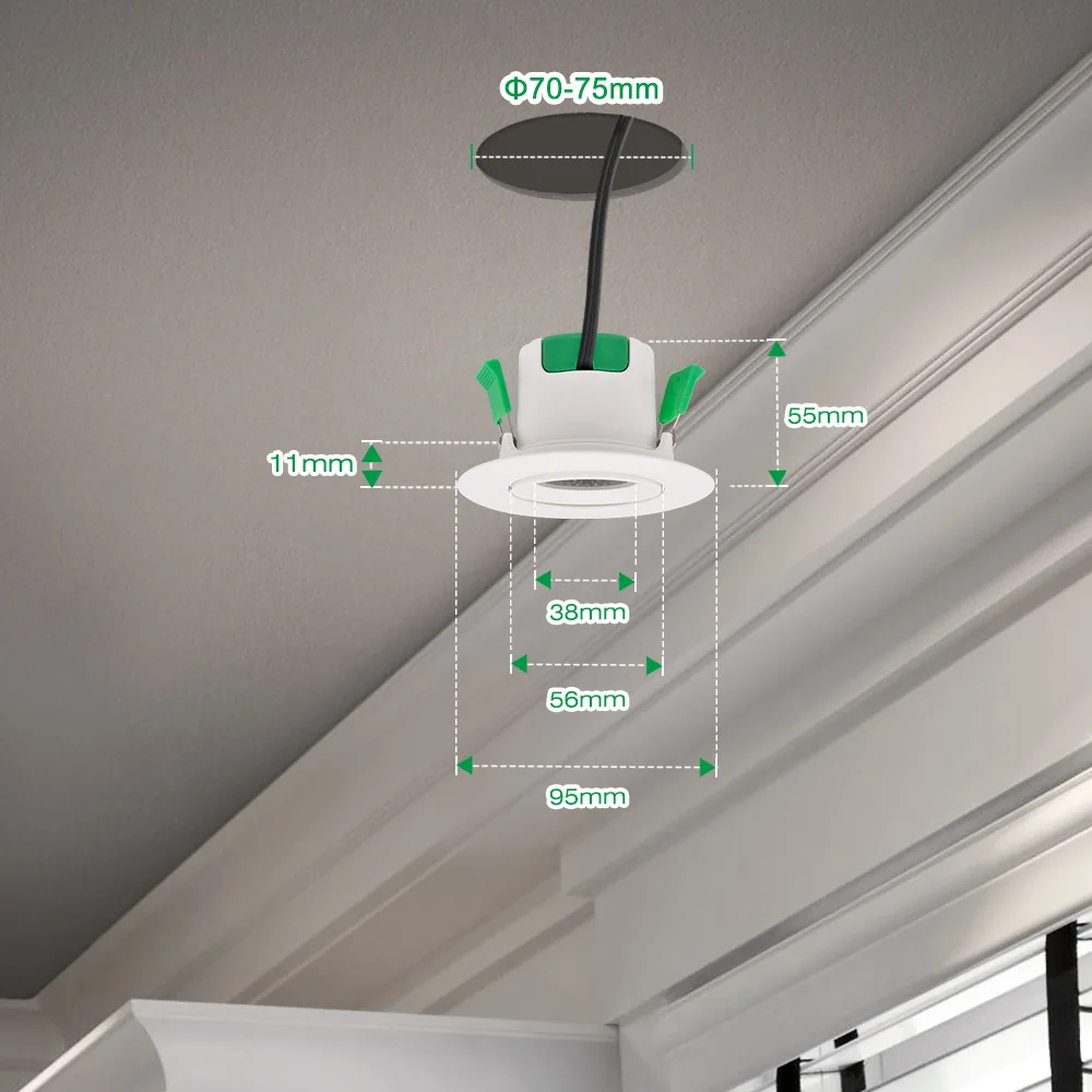 Направленная 7 W светодиодный вставка точечные потолочные светильники встраиваемый светильник Холодный белый 70-75 мм отверстие Диаметр 100 ~