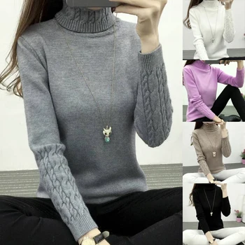

Women Long Sleeve Knitted Turtleneck Winter Sweater Women Sweaters Pullovers Female Jumper Tops