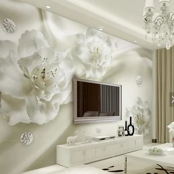 

3D Embossed White Flower Mural Photo Wallpaper for Living Room Bedroom TV Background 3d Wallpaper Balcony Minion Wallpaper