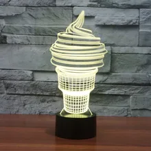 7 цветов Изменение 3D настольная лампа мороженое подарок акриловый ночник светодиодное освещение для мебели декоративная красочная принадлежность для дома
