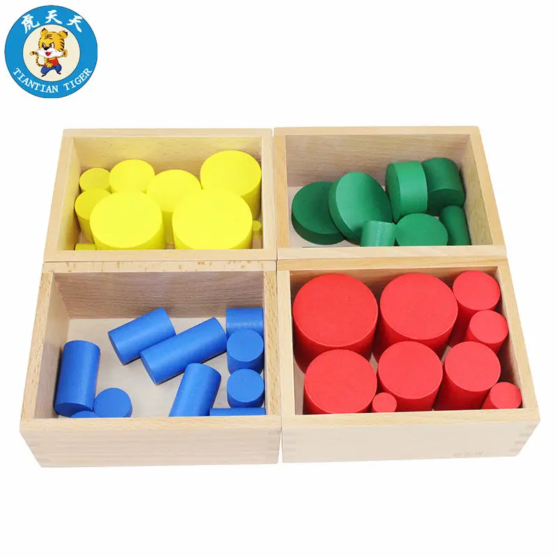  Montessori Baby Toys Four Colored Cylinder Set Sensory Toys Early Education Teaching Aids