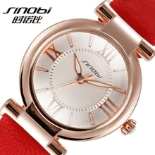 SINOBI Nombre Romain Bracelet Montres Femmes Montre De Mode 2016 Occasionnel En Cuir De Luxe Quartz Montre Dames Montre-Bracelet Montre Femme
