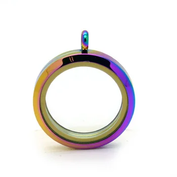 

10pcs/lot 30mm rainbow screw 316L stainless steel glass floating locket pendant for diy jewelry