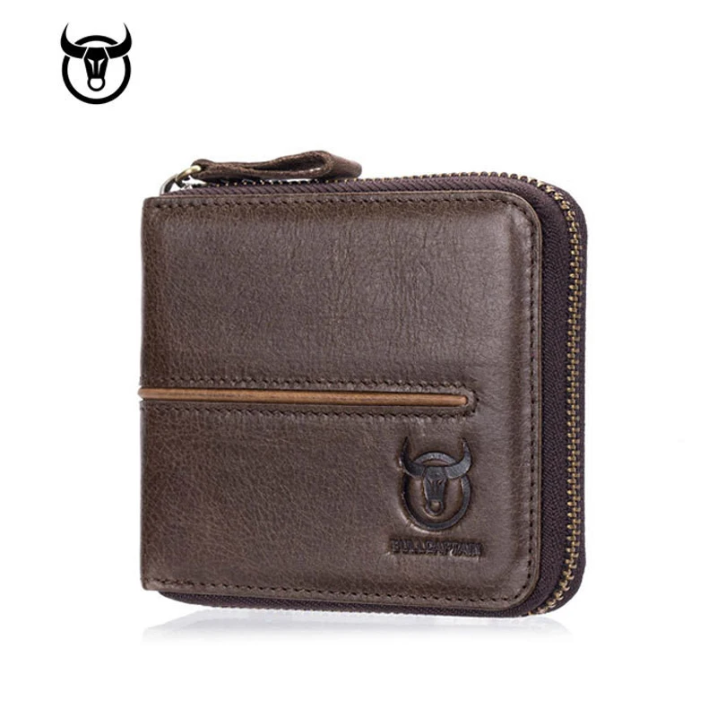 

Mens Genuine Leather Wallet Business ID Card Holder Billfold Zipper Purse Wallet Clutch Brand Coin holder Male Wallet