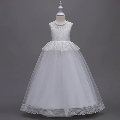 Танцевальное платье принцессы для девочек, одежда для сцены, танцевальное платье, детские костюмы для восточных танцев, 6 цветов, D0069 - Цвет: Белый