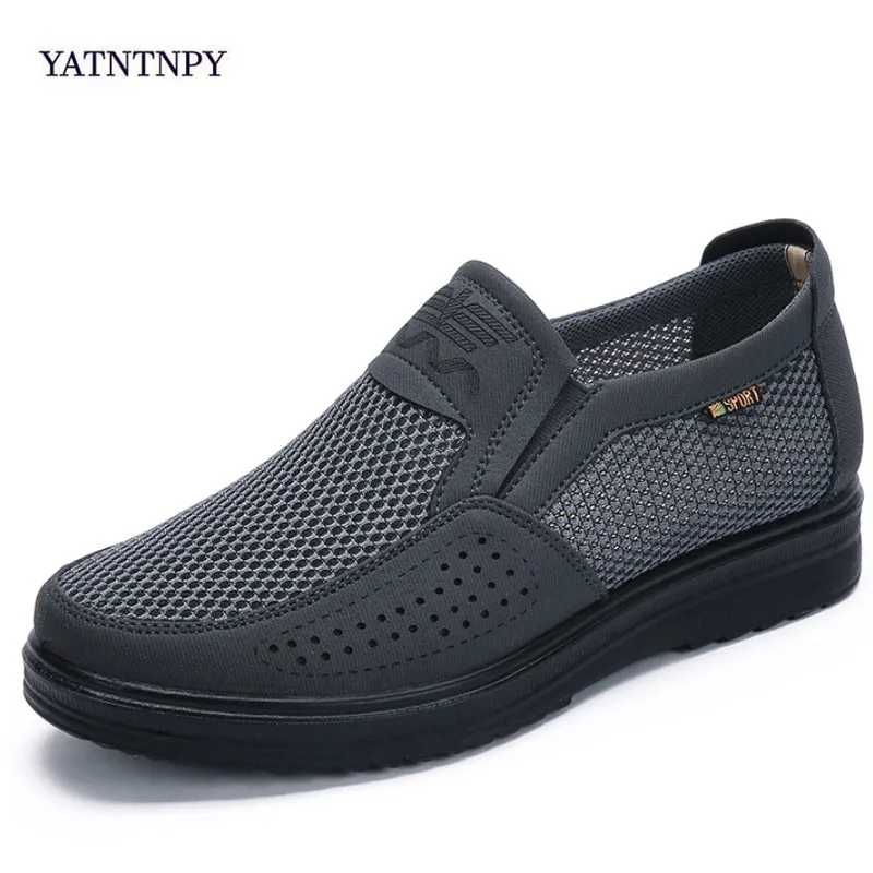 YATNTNPY/мужская повседневная обувь; мужские летние туфли на плоской подошве из сетчатого материала; мужская повседневная обувь высокого качества для ползания; очень удобные тонкие туфли; размеры 38-48