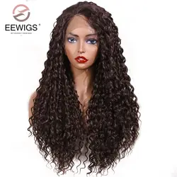 EEWIGS коричневый синтетический парик афро-американский длинный кудрявый кружевной передний парик для черных женщин 22 "высокая температура