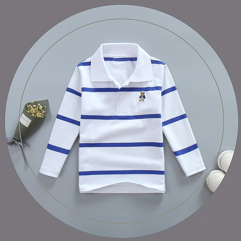 Top quality kids polo shirts white red t shirt baby toddler big boy clothing long sleeve cotton children t-shirts 3 4 5 6 7