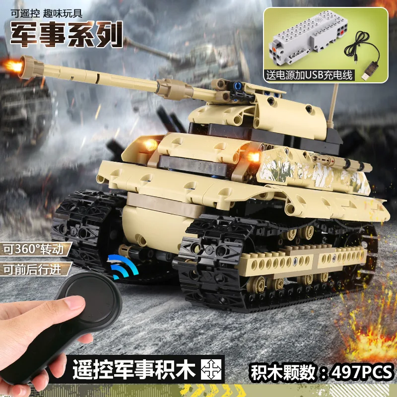

13011 Military Toys Series The Heavy Crawler Tank Set Remote Control Car Building Blocks Bricks Educational Toys DIY Birthday