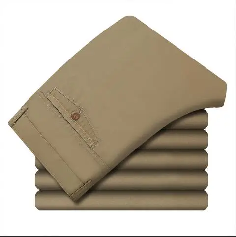 dark khaki Хлопок 95% Для мужчин s брюки однотонный цветной Бизнес повседневные штаны 30 31 32 33 34 36 38 40 Для мужчин платье брюки - Цвет: dark khaki