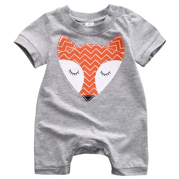 

Unisex Newborn Baby Boys Girls Cute cartoon Fox Short sleeves Romper Jumpsuit Body Cotton Outfits 0-24M