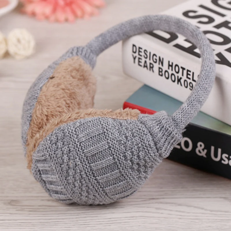 Women Winter Knitted Plush Earmuffs Winter Ear Protector Warm Ear Muffs