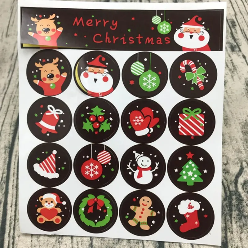 

5 Sheet/Pack Cute Christmas Theme Adhesive Round Seal Stickers Xmas Tree Elk Decoration DIY Card Scrapbooking Label Stickers