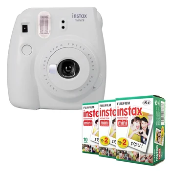 Fujifilm Instax Mini 9 мгновенная фотокамера серии+ Fuji Instax Mini белый край мгновенная пленка 50 листов - Цвет: Smoky White