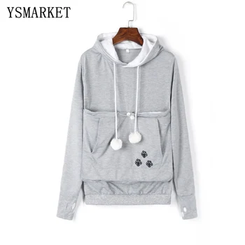 

New Cartoon Hooded Hoodies Lover Cats Kangaroo Dog Hoodie Long Sleeve Sweatshirt Front Pocket Casual Animal Ear Hoodie