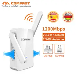 Comfast 1200 Мбит/с двухдиапазонный Wifi ретранслятор сигнала удлинитель 2,4G 300 Мбит/с + 5G 867 Мбит/с беспроводной роутер 2 * 4dBi внешняя антенна