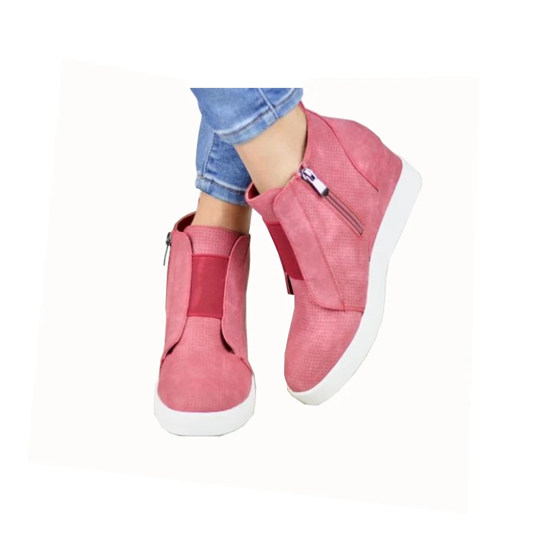 

VOGELLIA Winter Autumn Platform Wedge Heel Boots Women Shoes With Increased Height Heels Sole Female Fashion Casual Zip Botas